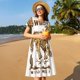 thumbnail image 4 of Balery Cowboy Up Vintage Wild West Vestidos sueltos de manga corta para mujer, vestidos de verano 2025, vestidos casuales de corte A con vuelo., 4 of 6