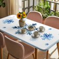 thumbnail image 3 of Navy Blue Snowflake Table Cloths for 6 Foot Rectangle Tables, Christmas Winter Vintage White Stripes Patio Waterproof Elastic Fitted Tablecloths, Washable Rectangular Table Cover for Camping, 3 of 8