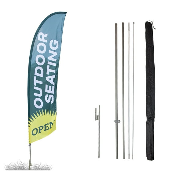 Vispronet – Outdoor Seating Feather Flag Kits - 13.5ft Swooper Flagpole Set with a Ground Stake – Great for Businesses, Storefronts, Sales - Printed in The USA