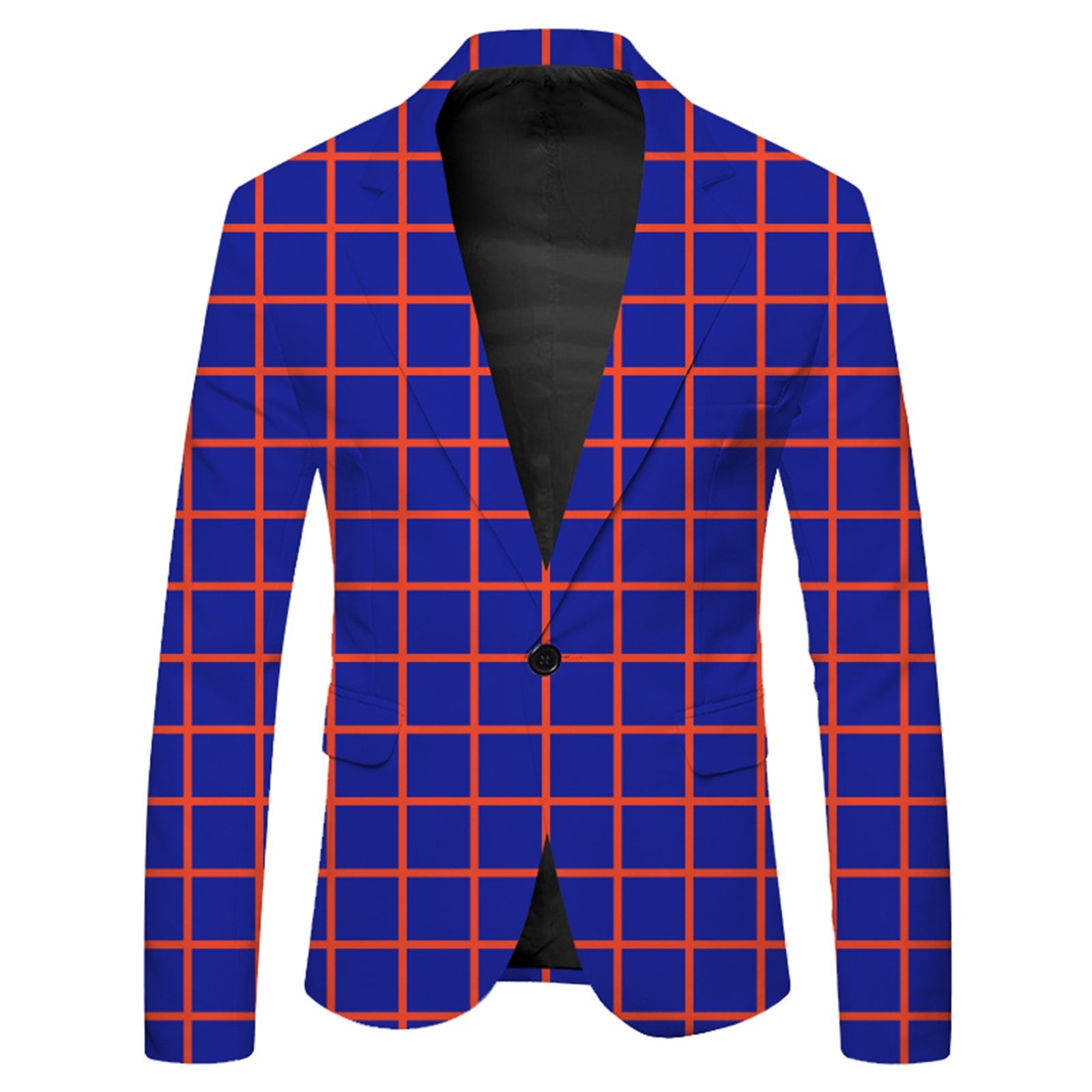 Rggeeun Toddler Boys Outerwear Big-Plaid Printed Woven Lapel Long Sleeve Formal Suit Cardigan Slim Fit Jacket Buttons On Fashion Casual Coat Business For Kids Fashion Wear Blue 7-8 Years