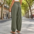 thumbnail image 5 of Nestiefly Womens Balloon Pants Trendy Casual Elastic Waist Wide Leg Harem Pants Baggy Pleated Lantern Trousers Green 2XL, 5 of 7