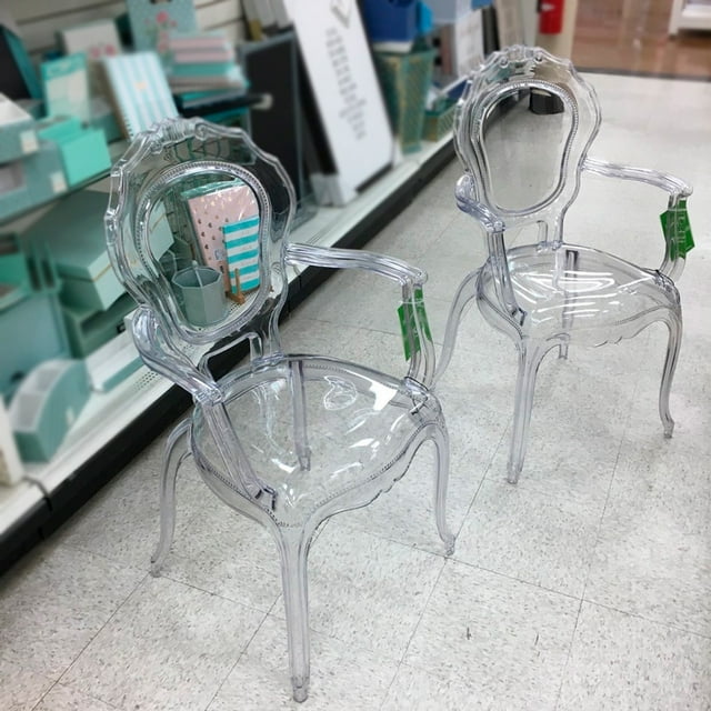 Heavenly Collection - Clear Plastic Arm Chair Princess - Set Of 2 for Dining Area