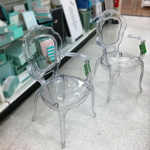 Heavenly Collection - Clear Plastic Arm Chair Princess - Set Of 2 for Dining Area