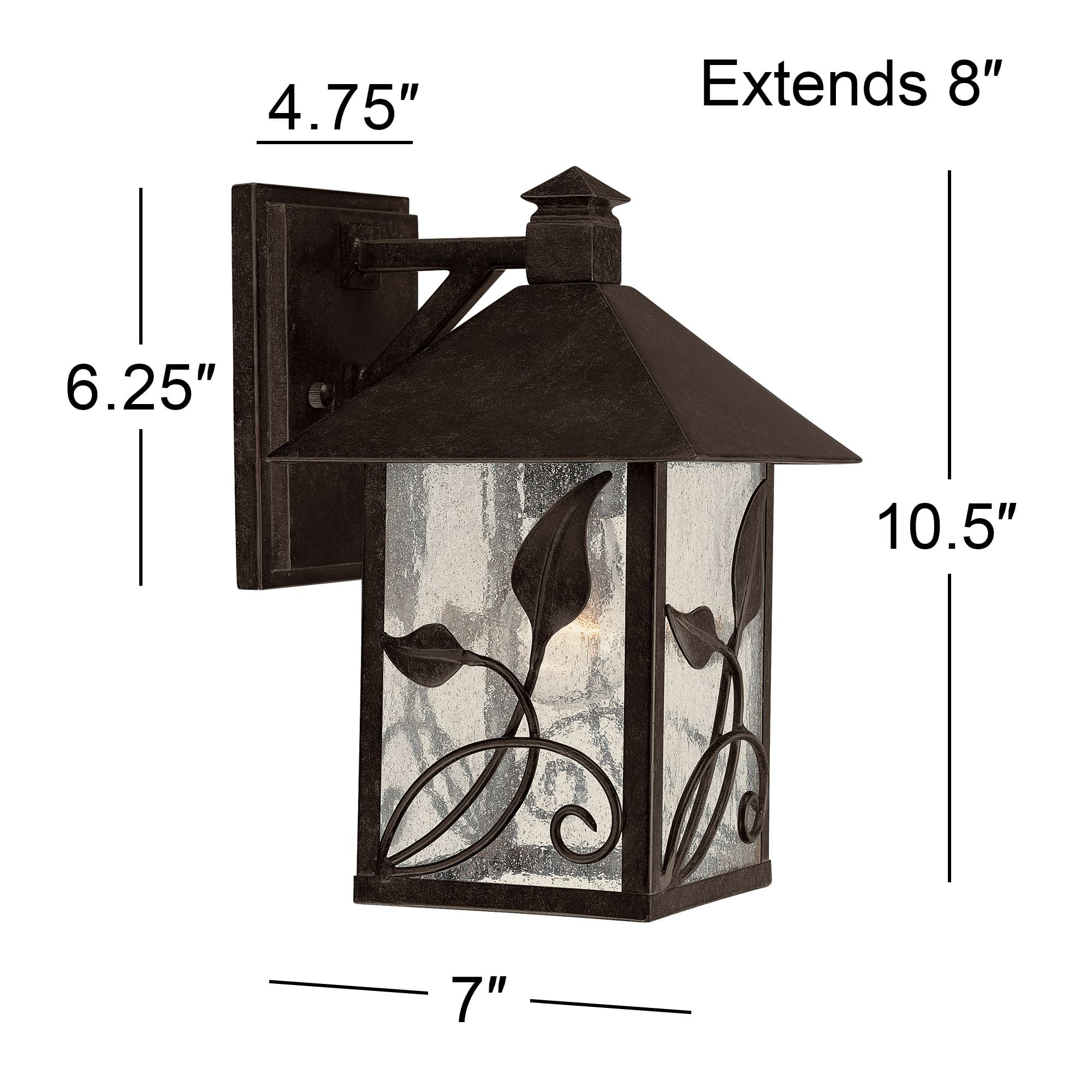 Franklin Iron Works French Garden Rustic Farmhouse Outdoor Wall Light Fixture Bronze Leaf Vine 10 1/2" Clear Seedy Glass for Post Exterior Barn Deck