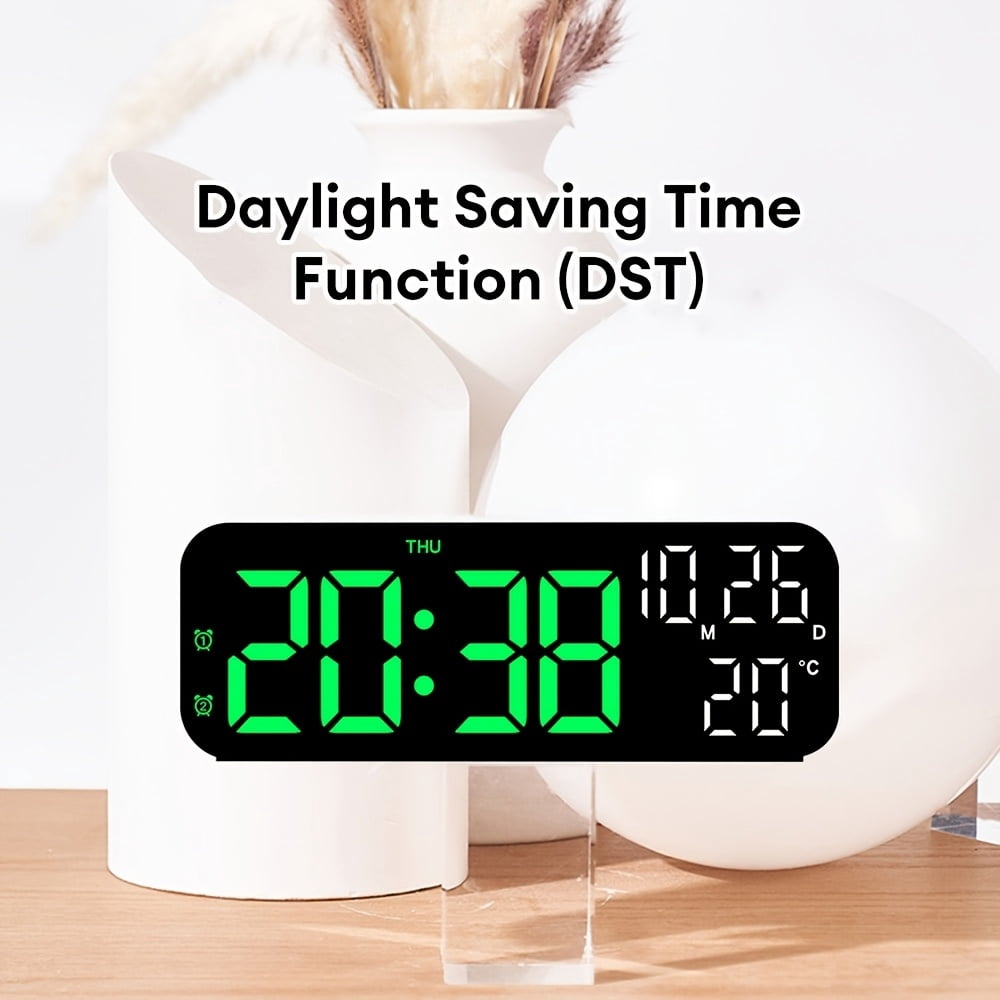 Large Digital LED Alarm Clock with Calendar And Temperature Display for Bedroom Living Room Table Desktop Decoration