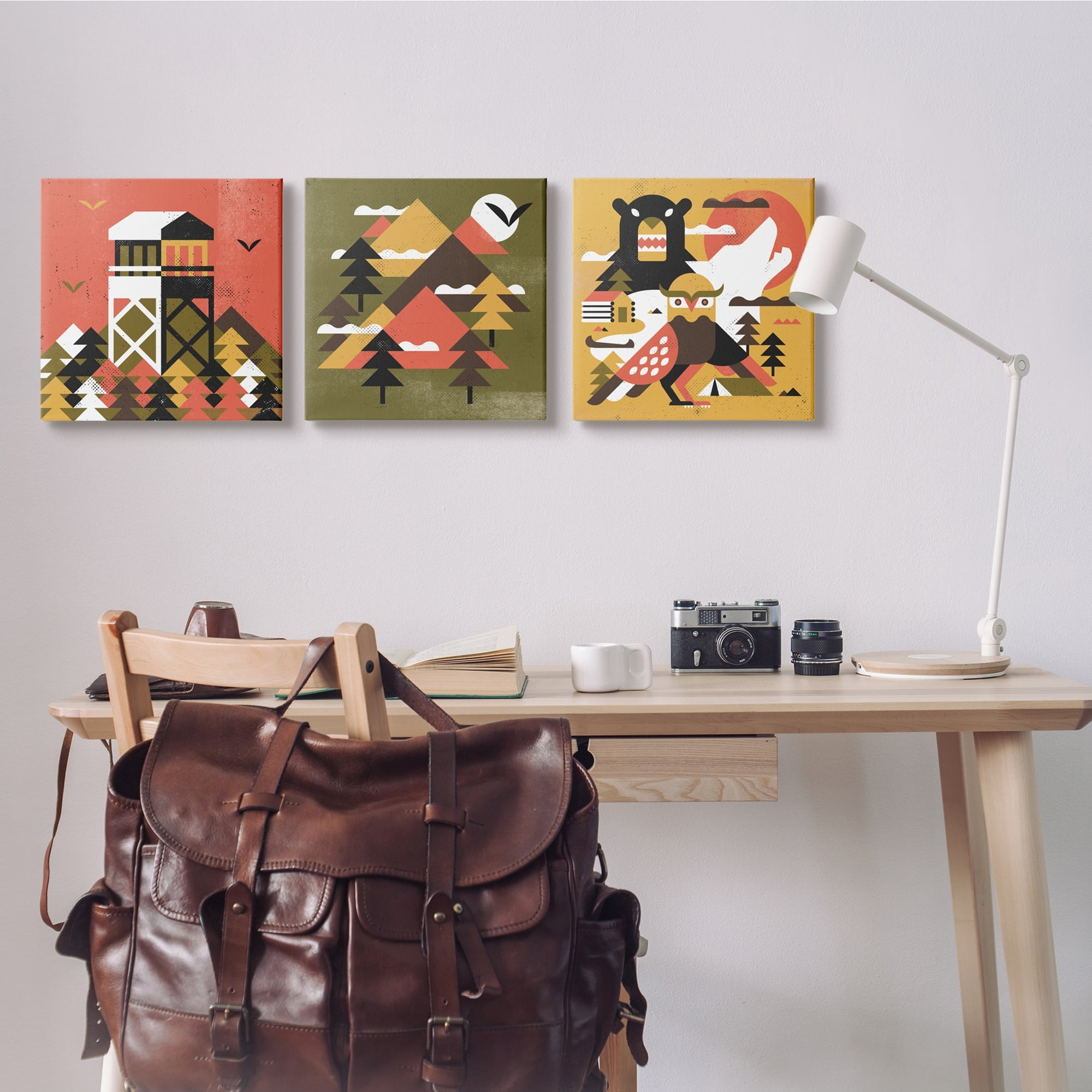 Stupell Industries Kids' Rustic Forest Animal Camp Adventure Geometric Shapes, 17 x 17, Design by Robert John Paterson