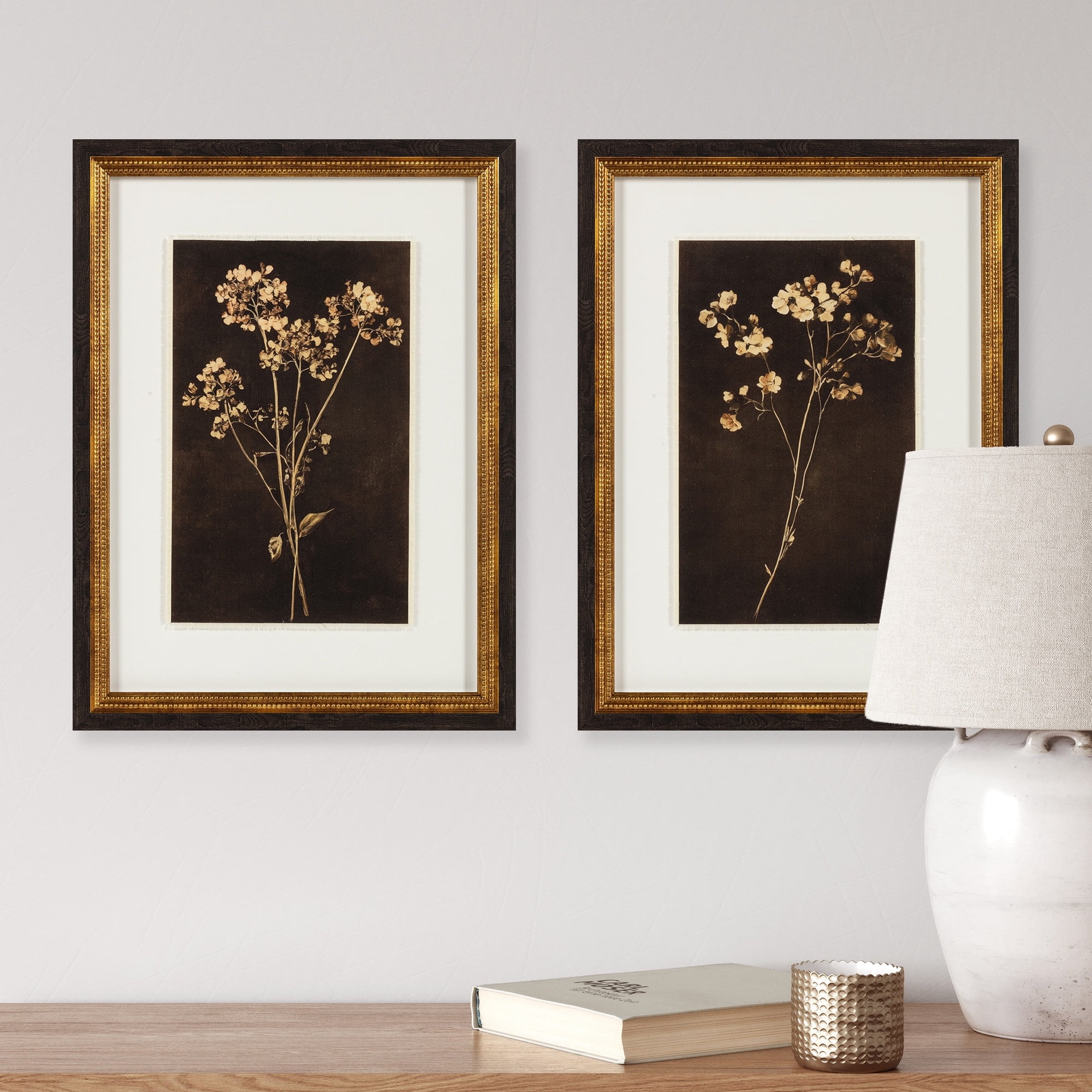 My Texas House Dark Floral Imprints Framed Art 18x24