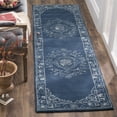 thumbnail image 4 of SAFAVIEH Glamour Gaia Floral Bordered Wool Runner Rug, Blue, 2'3" x 8', 4 of 11