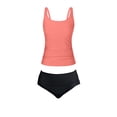 thumbnail image 7 of AHTJRT Two Pieces Bathing Suits for Women Square Neck Swim Tank Tops with Slimming Boy Shorts Sporty Activewear Tankini Sets Pink#01 XL, 7 of 7