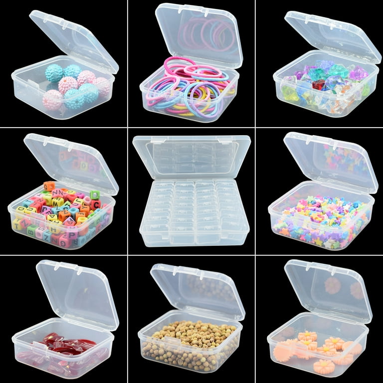 28Pcs Bead Organizer and Storage Small Transparent Plastic Containers with  Lids Large Craft Storage Box with Hinged Lid Stackable with Non-slip Design  Store Screws Small Parts Jewelry Diamonds 
