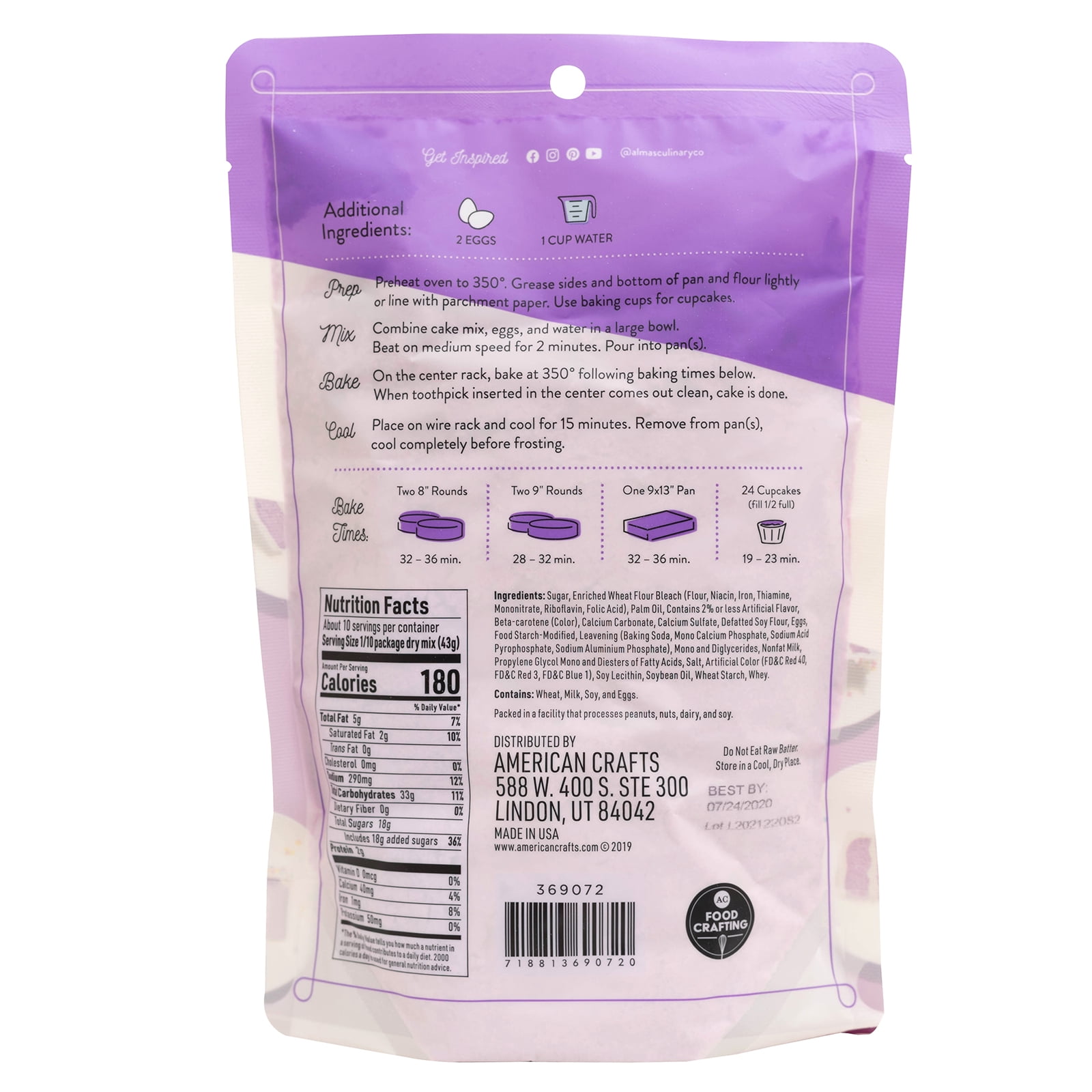 Alma's Culinary Co Purple Cake Mix, 15.25oz