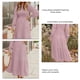 thumbnail image 5 of Vestido de manga larga con cuello redondo, plisado en capas, informal, de moda, vestido largo para mujer, color rosa S, 5 of 5