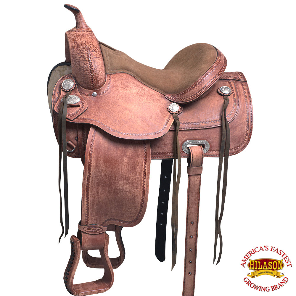 HILASON 17 Western Horse Saddle American Leather Treeless Trail Pleasure HILASON 17 Western Horse Saddle American Leather Treeless Trail Pleasure