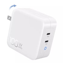 100W Collapsible Wall Charger PD Quick Dual Type-C 2 Ports USB-C Power Adapter