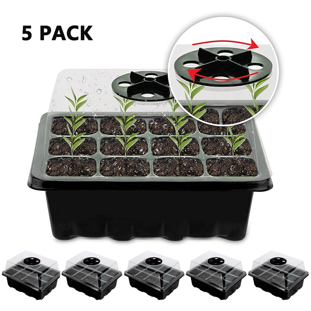 24 Cells Hole Plastic Plant Seed Tray Nursery Tray with Lids Garden Tools Kits 