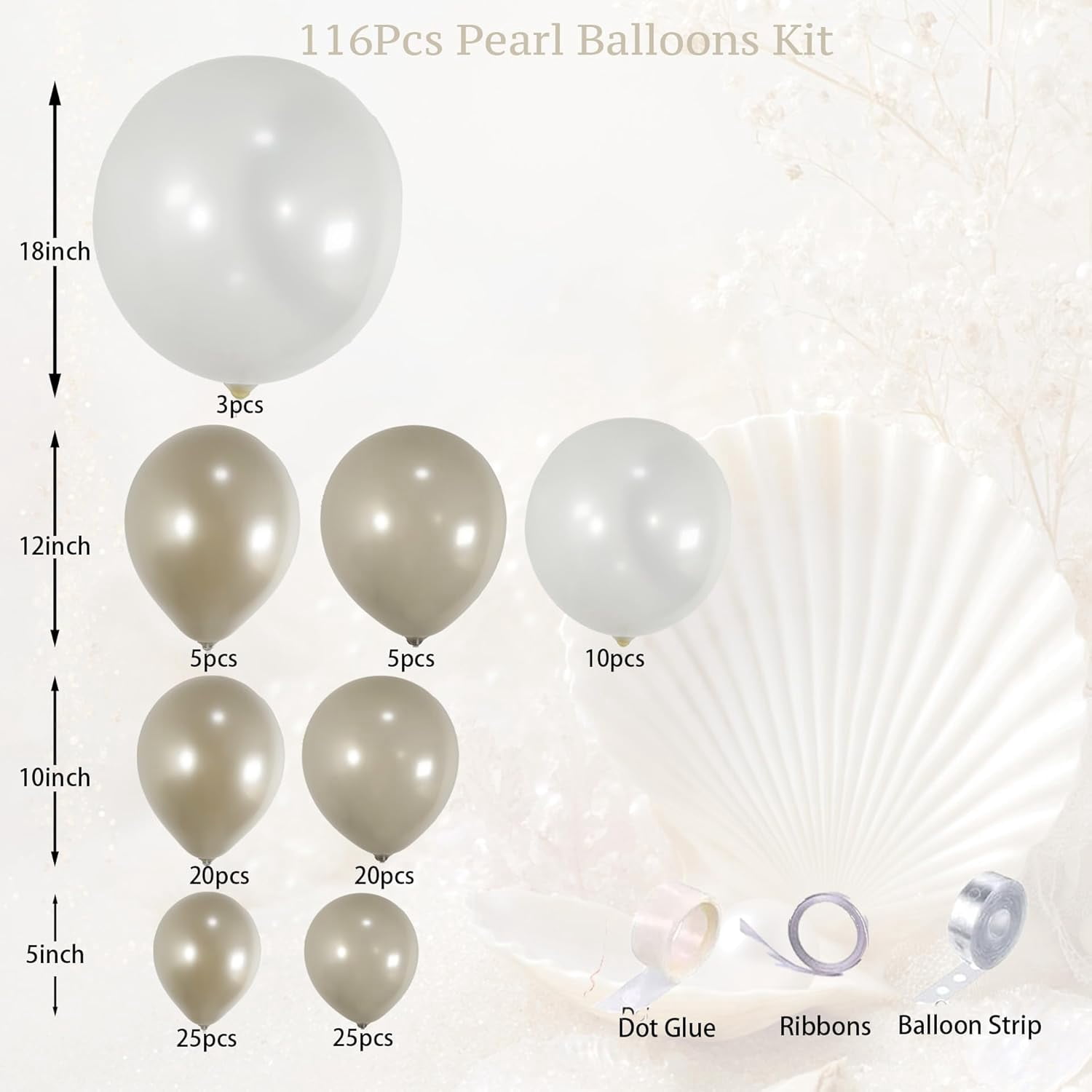 Pearl Balloon Arch Kit – Double Layer Pearl White Sand Balloons & Clear Balloons Linking for Wedding, Bridal Shower, Engagement, Birthday Party Decorations