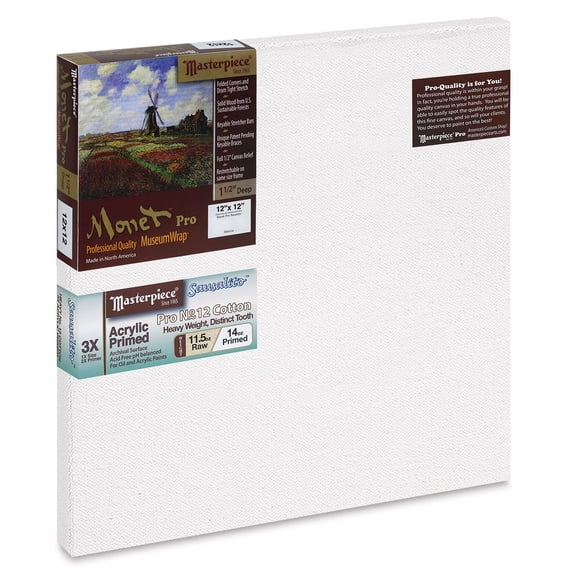 Masterpiece Monet Pro Sausalito Cotton Canvas - 12" x 12", Acrylic-Primed