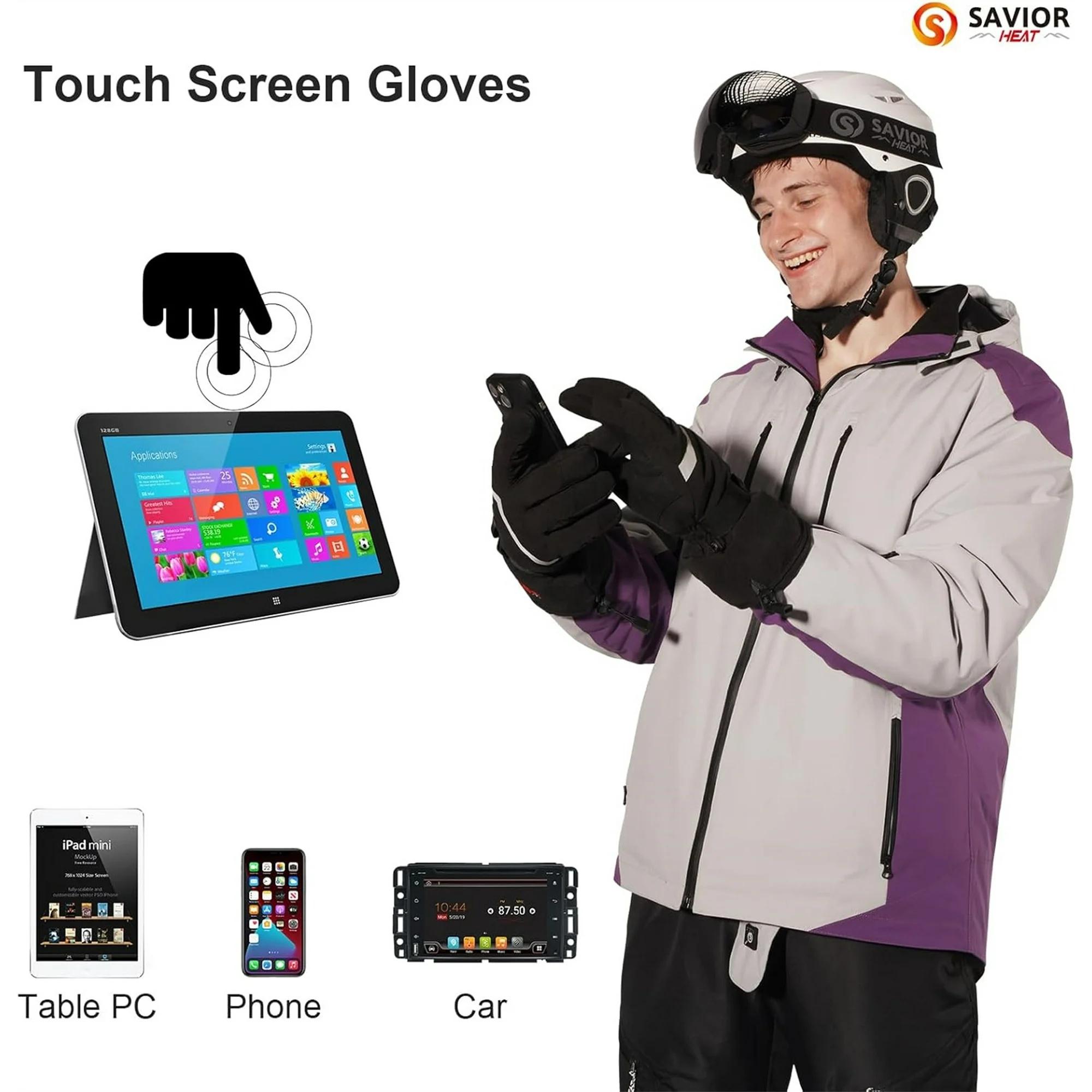 SAVIOR HEAT Heated Gloves Electric Rechargeable Battery Men Women 7.4V Heating Gloves Ski Motorcycle Work Snowboarding Hunting Hiking Camping Walking Arthritis Hands