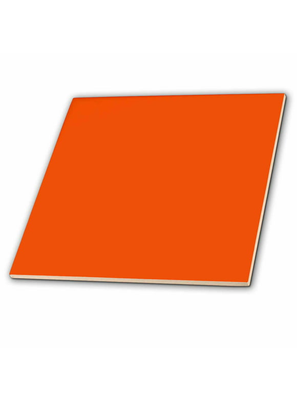3dRose Bright Orange - Ceramic Tile, 4-inch