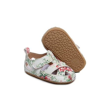 

Gomelly Newborn Breathable Hollow Out Beach Shoes Indoor Outdoor Lightweight Non Slip Summer Sandals Flats Red Flower 1C- 2C