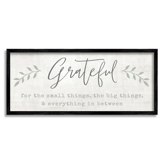 Stupell Industries Uplifting Gratitude Phrase Botanical Sprig Typography Graphic Art Black Framed Art Print Wall Art, Design by Natalie Carpentieri