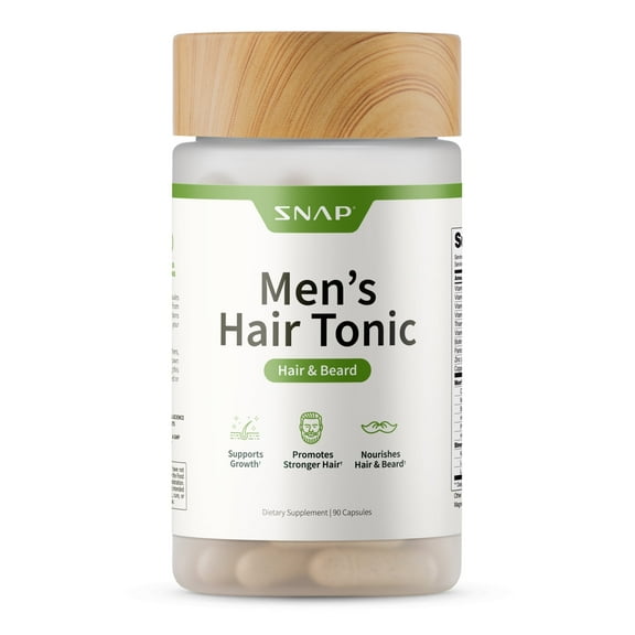 Snap Supplements Nourish Hair Tonic with Biotin, Keratin, and Collagen - Men's Hair and Beard Formula, 90 Capsules