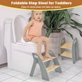 thumbnail image 6 of Wooden Step Stool, Two Step Stools, 300 lb. Load Capacity, with Safety Non-Slip Pads and Handles, Bamboo Step Stool for Bathroom and Kitchen, Children's Double Height Step Stools (Grizzly), 6 of 18