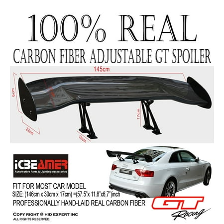 - JDM CARBON FIBER GT STYLE 57 inch RACING REAR/BACK TRUNK SPOILER/WING
