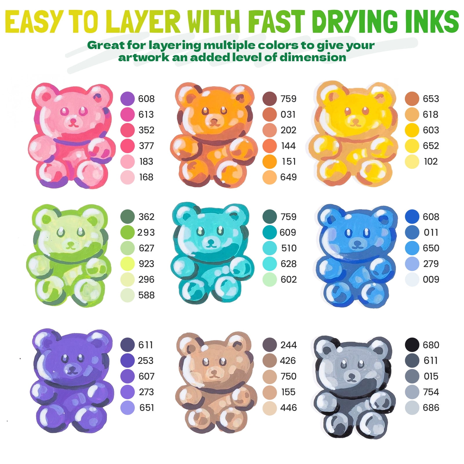 LET'S RESIN 72 colors Painting Acrylic Paint Markers, Brush Tip Point, Assorted Colors, Marker Pen Gift Kit