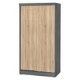 thumbnail image 3 of Pemberly Row Modern Wood Double Sliding Door Wardrobe Natural Oak / Gray, 3 of 8