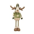 thumbnail image 2 of Christmas Reindeer Doll, Green Fabric Four-Legded Standing Decoration for Holiday Mantle and Tabletop Decor, 2 of 7