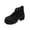 02#Black, variant on Women Floral Lace Spliced Ankle Boots Round Toe Back Zipper Chunky Mid Block Heel Breathable Summer Short Booties
