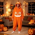thumbnail image 2 of LILIYA Halloween Hooded Onesie, Warm Adult Jumpsuit, Plush Long Sleeve Loungewear for Couples, Comfy Bodysuit with Front Pockets, Soft One-Piece Pajamas, 2 of 8