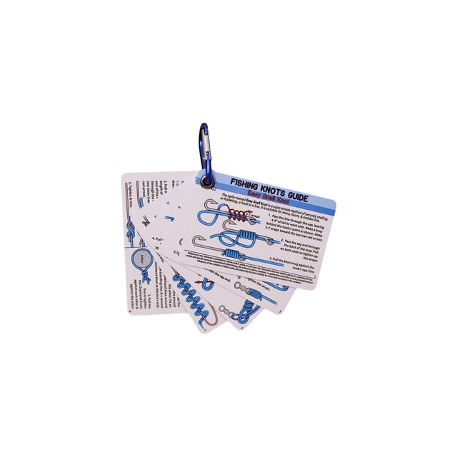 Baraja de 5 nudos de pesca con mosquetón, PVC laminado, resistente al agua, 12 nudos, guía paso a paso portátil para principiantes