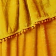 thumbnail image 5 of PAVILIA Fleece Throw Blanket for Couch with Pom Pom Fringe, Mustard Yellow, Soft Cozy Fuzzy Flannel Blanket for Sofa Bed, Large Lightweight Plush All Season Throw, 60x80 Inches, 5 of 9