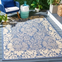 Safavieh Courtyard Dani Bordered Indoor/Outdoor Area Rug, Blue/Natural, 4' x 5'7"