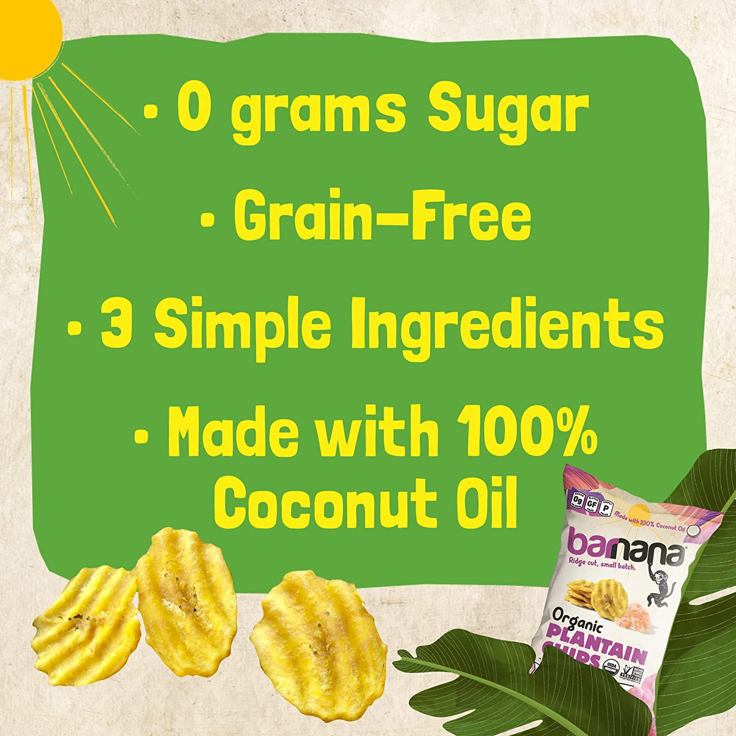 Organic Plantain Chips, Himalayan Pink Salt, USDA Organic, Vegan (6 Pack), Barnana