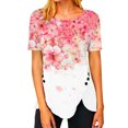 thumbnail image 2 of Moda mujer casual manga manga corta cuello redondo botón impreso tops blusa Pompotops hkajfhjk466705, 2 of 7