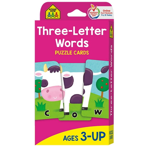 School Zone Three-Letter Words Puzzle Cards (Revised edition) (Hardcover)