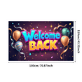 thumbnail image 3 of Welcome Back Banner Decorative Stars Twirls Design Celebratory Backdrop Perfect Party Supplies Reception Decorations Office Events Photography Props, 3 of 4