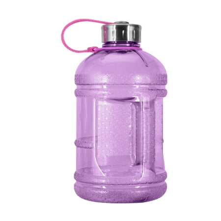 1/2 Gallon (64 oz.) BPA FREE Plastic Water Bottle w/ 48mm Steel (Best Half Gallon Water Bottle)