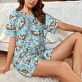 thumbnail image 4 of Susaid Cute Otters Print Women's Pajama Set, Button-Up Sleepwear with Elastic Waist Shorts, Perfect for Lounging, Yoga, Beach, and Casual Wear-X-Large, 4 of 7