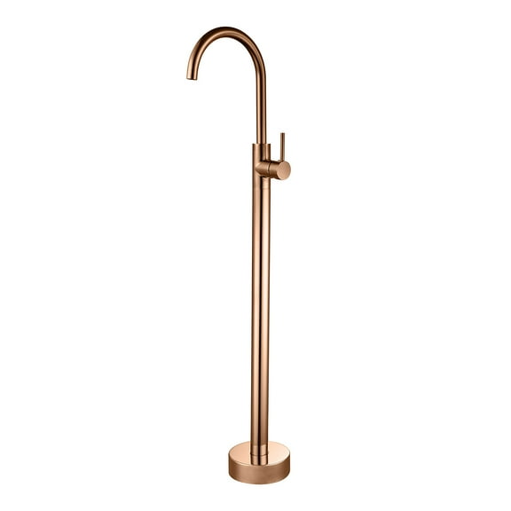 Dawot Floor Mount Bathtub Faucet, Gold Finished Brass Bathroom Freestanding Tub Filler Single Handle Tub Spout