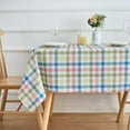 thumbnail image 2 of Spring Easter Tablecloth Rectangle Green Blue White Pastel Buffalo Check Plaid Table Cloth - 60 X 84 Oblong Polyester Gingham Table Cover Countryside Reusable Waterproof for Summer Party Picnic Dinner, 2 of 6