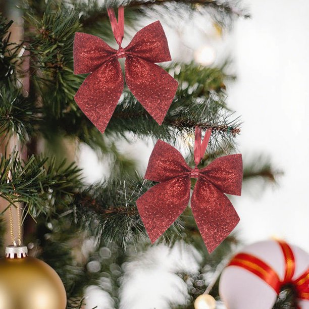 Adornos navideños, adornos navideños, regalos navideños, lazo para corona navideña, adorno para árbol de Navidad, lazo de poliéster