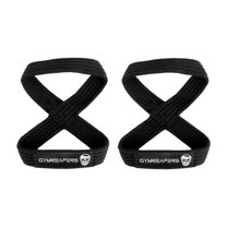 Gymreapers Figure 8 Lifting Straps for Deadlift, Powerlifting, Strongman, & Cross Training Strong Weightlifting Wrist Straps for Men, Women (Black, Large)