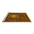 thumbnail image 2 of Ahgly Company Machine Washable Indoor Round Oriental Yellow Industrial Area Rugs, 3' Round, 2 of 4
