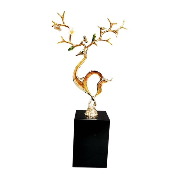 Figura de animal, estatua de ciervo, decoración, colección de de arte, artesanía, adorno de mesa con base para armario de interior, escritorio, Base de mármol L