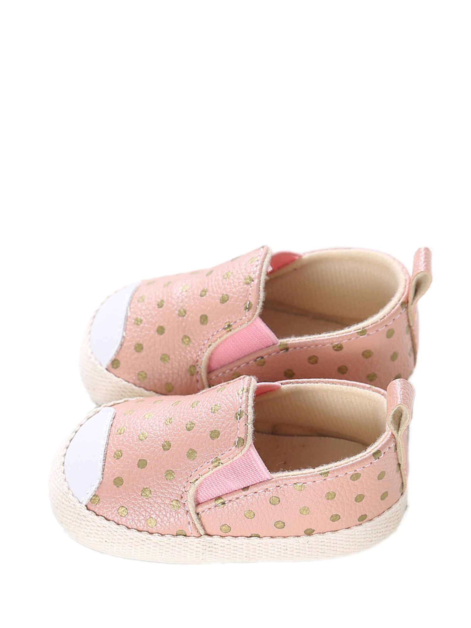 NEW Baby Girl Red Pink Polka Dot Mary Jane Flower Crib Shoes 0-6 6-12 12-18 M 