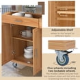 thumbnail image 5 of Kitchen Cart with Stainless Steel Top & Storage Cabinet, Mobile Kitchen Island Cart on Wheels with Two Drawers & Goblet Holder & Wine Rack & Spice Rack & Towel Holder, 51Lx18Wx37H Inches, Brown, 5 of 7